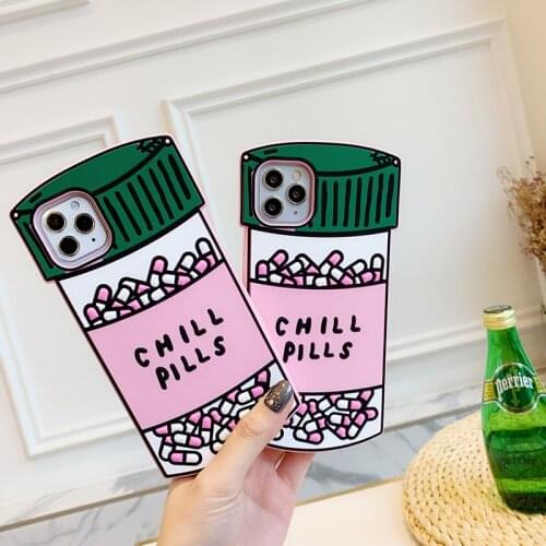 3D Cartoon Pills Doll Silicon Case for iPhone 12 11 Pro Max 7 Plus 8 6 6s 5 5S SE 2020 X XR XS Cute Phone Back Cover
