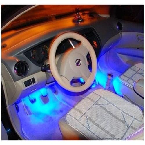 4x3 LED Blue Car Charge interior accessories foot car decorative 4in1 lights Car Interior Decoration Light