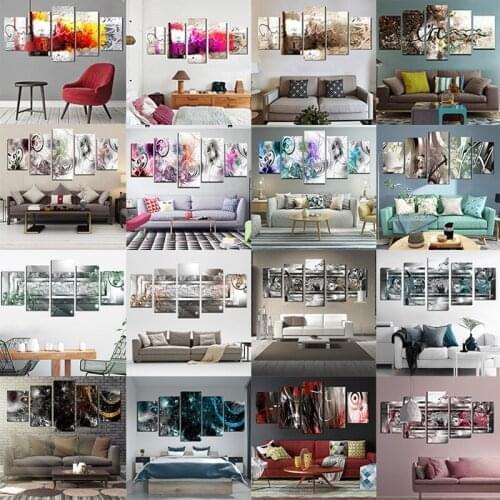 5 Pieces Wall Art Picture Modern Painting Canvas Exquisite Background Beautiful Colors Pattern Bedroom Living Room Home Decor