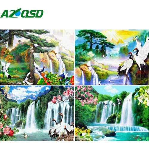 AZQSD Full Round Dril Embroidery Crane Nature Mosaic Handmade Gift Diamond Painting Animals Mosaic Needlework Home Decoration