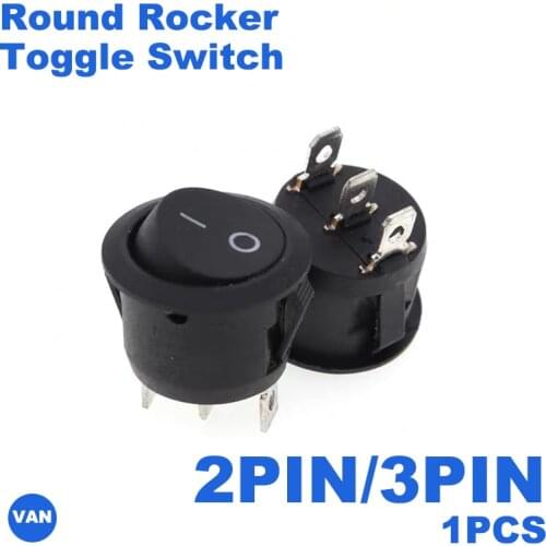 FREE SHIPPING 1PCS 2/3PIN Black ON/OFF 6A/250V Round Rocker Toggle Switch RED White Plastic Push Button Switch