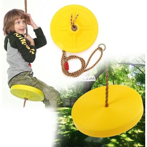 Children Disc Swing Toy Safety Seat Kids Round Rope Outdoor Playground Playing Entertainment Activity Green Plastic Disc Swing