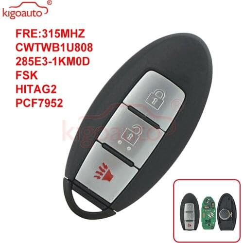 Kigoauto 285E3-1KM0D smart key 3 button 315MHZ FSK HITAG-2 PCF7952 chip CWTWB1U808 for Nissan Cube Juke 2013