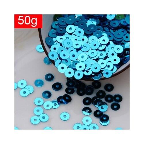 LNHOME-50g(10000pcs) 4mm Flat Round Loose Sequins Paillettes Sewing Wedding Craft Good Quality 2# Light Blue Sea Blue Confetti