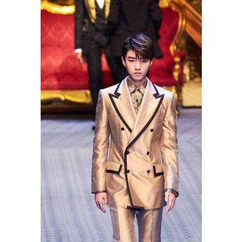 Custom Made Wedding Suits for Men Slim Fit Groom Tuxedos Peaked Lapel Suit Shiny Satin 2 Pieces Sets For Male Jacket+Pant