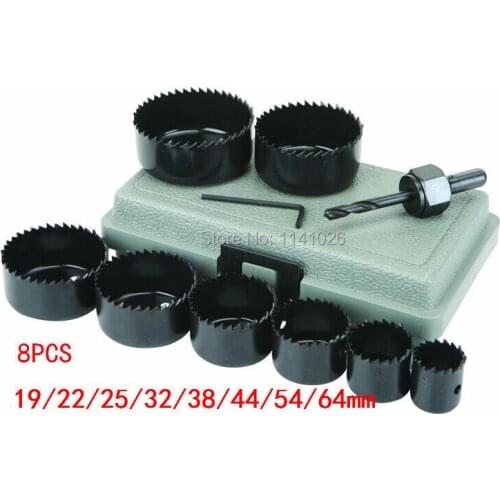 Wood Hole Saw Kit 8PCS (19/22/25/32/38/44/54/64MM),Woodworking Wood Plastic Cutting Hole Saw