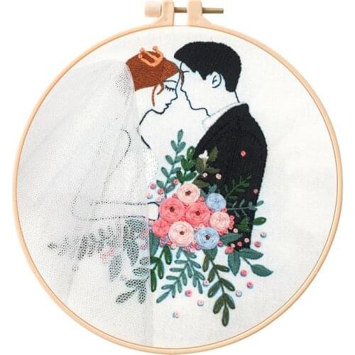 Embroidery Kits Wedding Embroidery Patterns Design Embroidery Set for Beginners Embroidery Hoop and All Materials Embroidery (A)