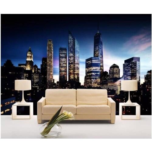 Custom mural 3d photo wallpaper Shenzhen high-rise building night view background Home decor living room wallpaper for wall 3 d