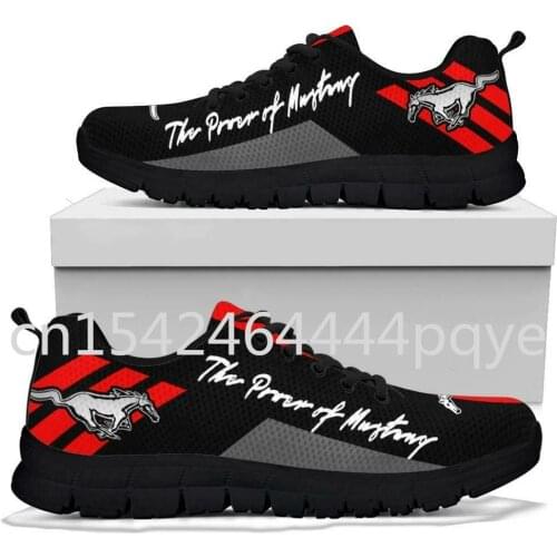 2021 New Mustang Logo Mens Sneakers Running Shoes Big Size Mens Fashion Sneakers Mesh Breathable Male Sneakers Walking Shoes