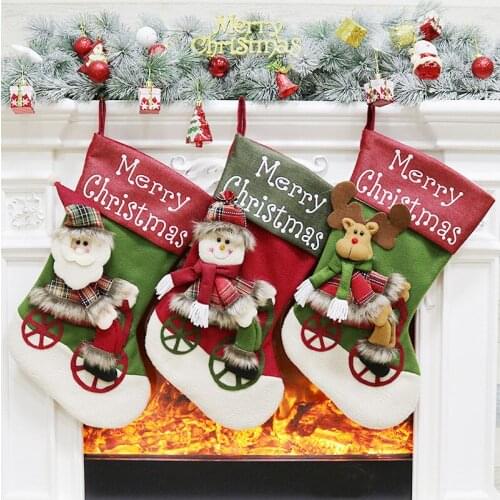 Christmas stocking holder Santa sacks Hanging Xmas tree decor Party ornaments New Year Candy Bag Gift