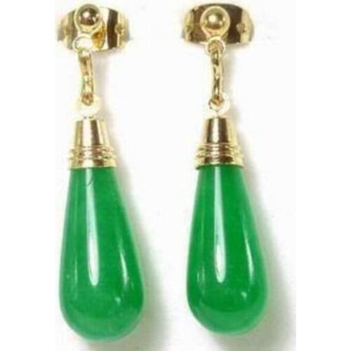 Charming green natural stone gems stud danlge earrings natural Luxury Ms. girl Wedding Jewelry