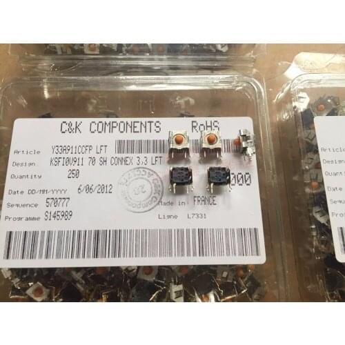 Original new 100% KSFI0V911 waterproof dust silica gel touch switch 7*7*4.3 with bracket key side DIP 2pin