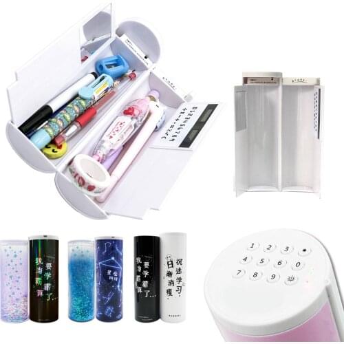 NBX Pencil Cases Password Cartoon Pattern Pen Holder Large Capacity Stationery Box Coded Lock Home Office School Storage Bag