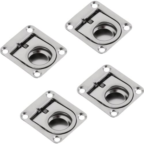 4x Boat Recessed Hatch Spring Loaded Pull Handle Marine Locker Flush Lifting Ring Pull Stainless Steel Deck Hatch Boat Parts