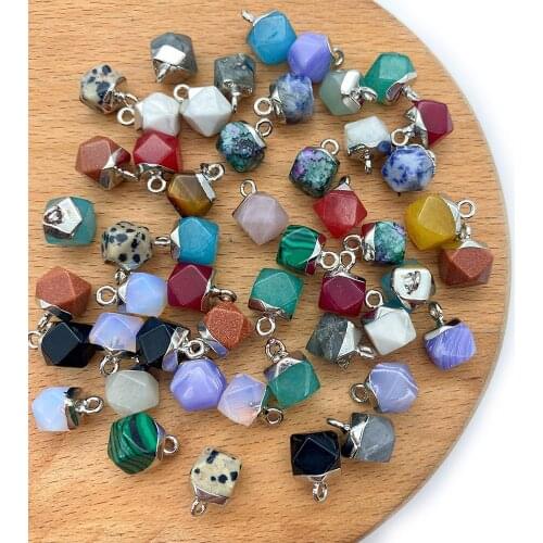 5pcs/pack Polygon Section Shape Charms Amethyst Crystal Natural Stone DIY for Making Necklace Earrings 8x11mm Size 19 Colors