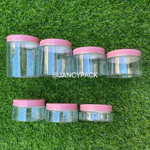 10PCS/30PCS 50g-250g Clear Plastic Jar And Lids Empty Containers Aluminum Cap Cosmetic Tin Pot Lip Balm Jar Oil Wax Container