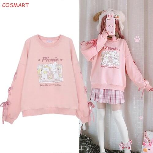 Pink Cotton Fleece Hoodie Tied Long Sleeve Dress Cute Pullover Cosplay Costume Winter Coat NEW