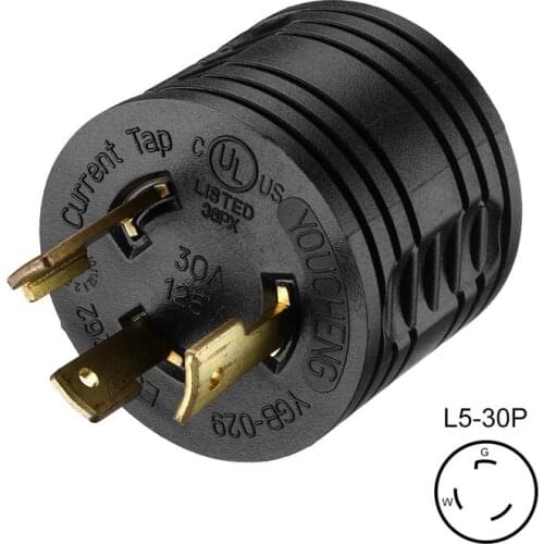RV Generator Adapter 3-Prong 30A Male To 30A Female RV Power Plug 125V RV Plug for Camper Motorhome Trailer L5-30P