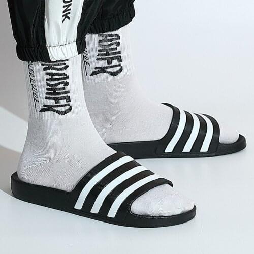 Unisex Platform Men Women Home Shoes Large Stripe Sport Slippers Thick Sole Soft EVA Indoor Bathroom Slides Sandals Casual Beach