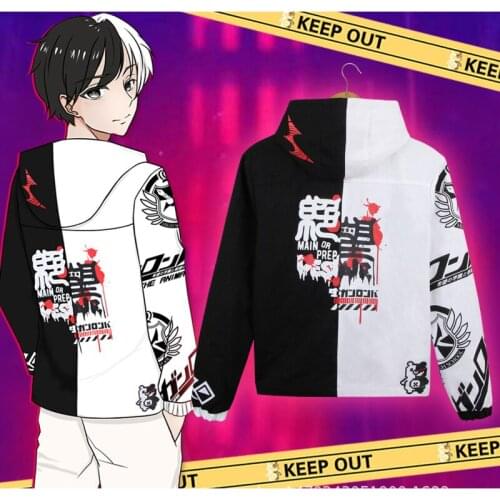 Adult unisex anime Danganronpa V3 Monokuma zipper hoodie polyester jacket costume Monokuma Cosplay men and women jacket S-3XL