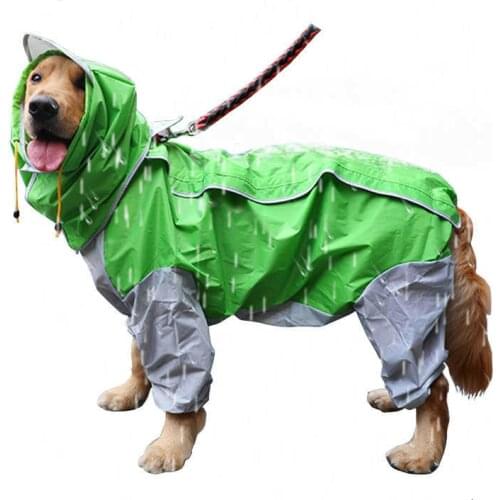 Pet Small Large Dog Raincoat Waterproof Clothes For Big Dogs Jumpsuit Rain Coat Hooded Overalls Cloak Labrador Golden Retriever