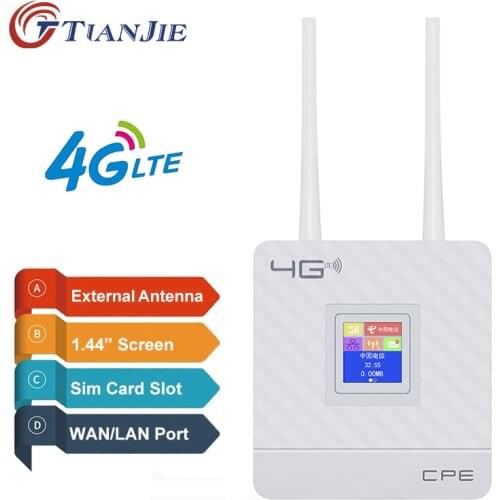 TIANJIE 4G wifi Router CPE dual antennas Unlocked 4g modem wifi router Wireless Modem SIM Card Slot WAN LAN RJ45 Port
