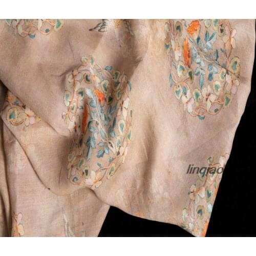 Yellow group flower ramie digital printing garment fabric