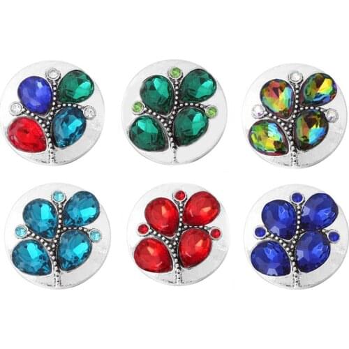 10pcs/lot New Snaps Jewelry Rhinestone Flower Tree 18mm Metal Snaps Button Fit Snap Bracelet Snap Button Jewelry For Women