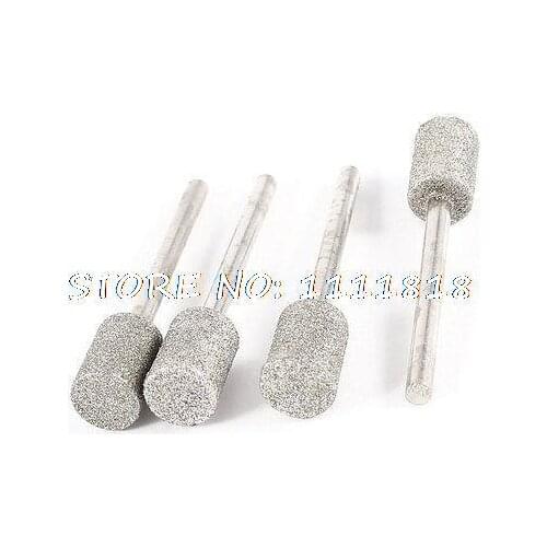 4 Pcs Hardware Tool 8mm Tip 3mm Shank Cylinder Diamond Point Grinding Burr Bit