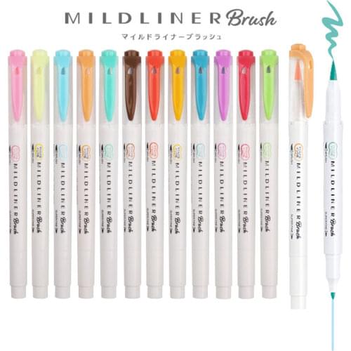 5pcs/box Zebra Mildliner Double Head Marker Pen Drawing Highlighters Caligraphy Pen Soft Brush Pen Art Supply Kawaii Stationery