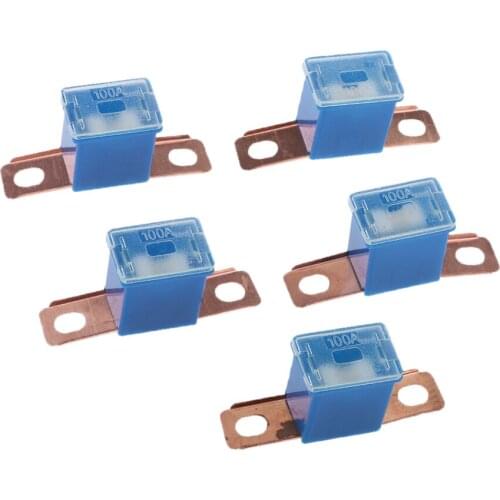 5x Blue Plastic Rectangle Shape Midi/Ami Fuses 100 Amp For Cars Vehicle