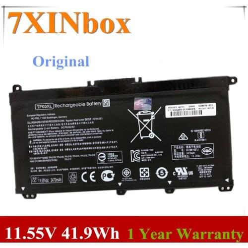 7XINbox 11.55V 41.9Wh 3470mAh Original TF03XL HSTNN-LB7J HSTNN-LB7X Laptop Battery For HP Pavilion 15-CD 920046-421 920070-855