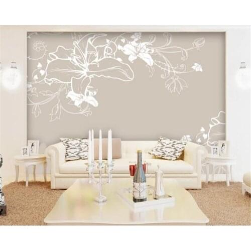 Beibehang papel de parede behang Fashion Silk Wallpaper European Hand Painted Lily Decoration TV Background Wall papier peint