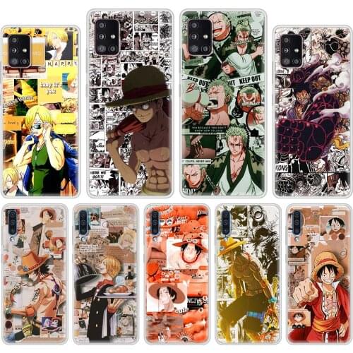 Phone Case For Samsung Galaxy A50 A51 A70 A71 A10 A20e A30 A40 Translucent Soft Matte Mobile Cover One Piece Japan Anime