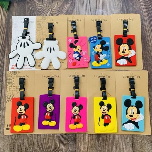 Disney Mickey Minnie Colorful Hand Anime Action Toy Figures Cartoon Products Accessories Luggage Tag Suitcase Unisex Gifts