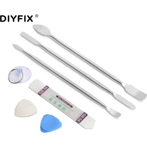 DIYFIX 7 in 1 Metal Spudger Set Mobile Phone Repair Opening Tool for iPhone iPad Laptop Tablet PC Mobile Phone