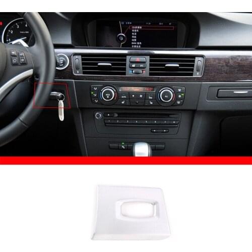 For BMW 3 Series 2005-2012 E90 E92 ABS Silver Car Ignition Switch Button Keyhole Frame Decoration Sticker Decoration Accessories