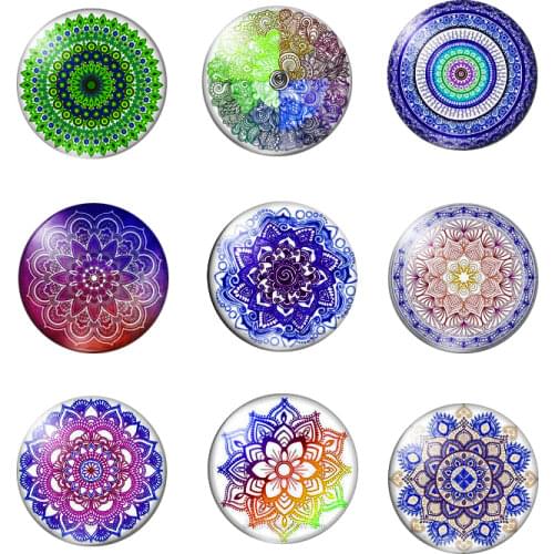 FLTMRH mix sacred mandala photo glass cabochon 8mm 10mm 12mm 20mm 25mm 30mm diy earrings pendant accessories