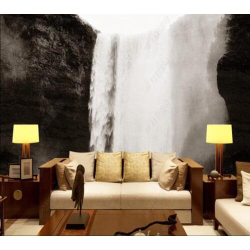 Papel de parede Artistic conception ink landscape waterfall 3d wallpaper mural,iving room tv wall bedroom wall papers home decor