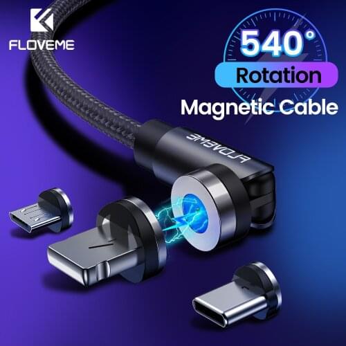 FLOVEME 540 Rotation Magnetic Cable Micro USB Cable Type C Fast Charging Magnet Phone Charger For iPhone 11 Pro X Samsung Xiaomi