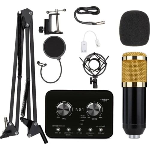 Bm 800 Condenser Microphone Professional Computer Mic Kit For Studio Recording Karaoke Live Broadcast bm800 Mic+Sound Card Set