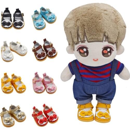 New Style Doll Leather Shoes with a Bow for 14-Inch Dolls and Plush EXO Dolls Toy Shoes Accessories Gift for Girls 5.4cm