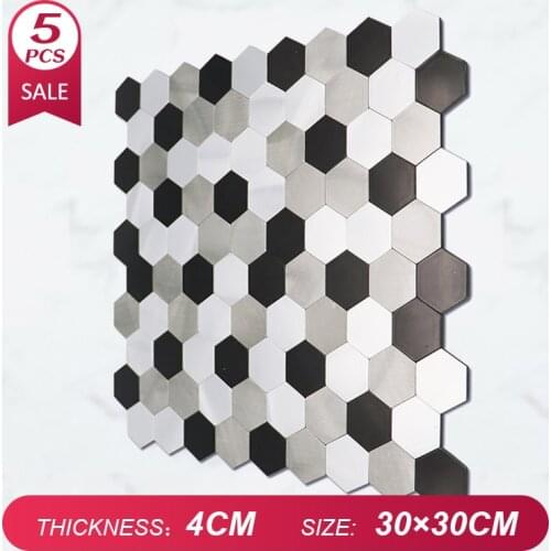 Metal Wall Stickers Waterproof For Living Room Home Decor Bathroom Bedroom Self-Adhesive WallPanels Peel and Stick Tile DIY