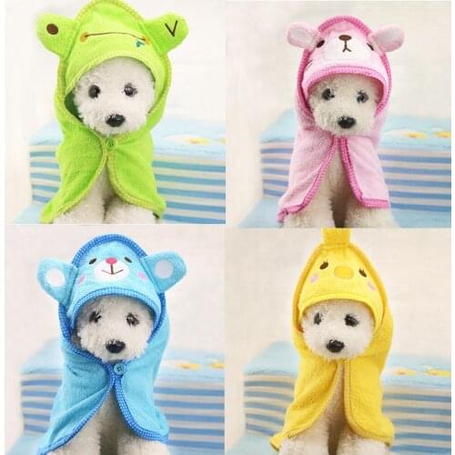 Cute Pet Dog Towel Soft Drying Bath Pet Towel For Dog Cat Hoodies Puppy Super Absorbent Bathrobes Cleaning Supply 4 Colors