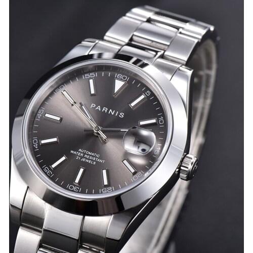 PARNIS Luxury New Self Winding Men Watch Polished Case Sapphire Glass Mental Band MINGZHU/MIYOTA Movement