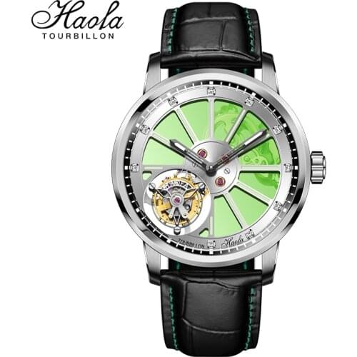 Haofa Luxury Brand Real Tourbillon Mechanical Watch Men Sapphire Flying Skeleton Movement Watches Mens 2021 montres mécaniques