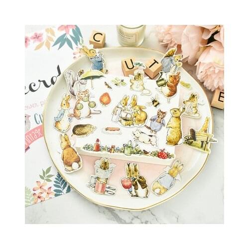 100pcs Cute Rabbits Cardstock Die Cut Stickers for Scrapbooking Happy Planner/Card Making/Journaling Project Craft