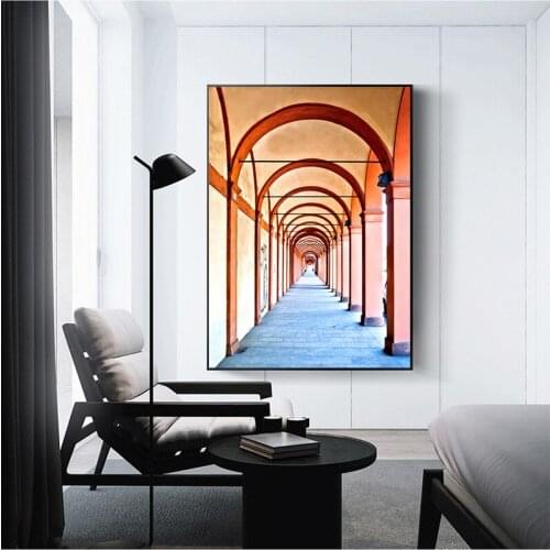 Nordic Style Walkway Promenade Canvas Painting Modern Architectural Posters and Prints Abstract Wall Art Pictures for Home Decor