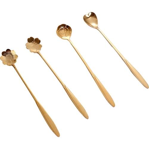 Stainless Steel Spoon 4-piece Set For Dessert Tea Coffee Home 4Pcs Beverage Tableware