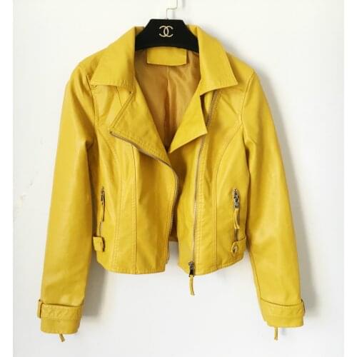 2017 new womans PU leather short jacket Slim Pink Ladies Basic jacket motorcycle Biker Slim Jacket 4 colors S-XL size